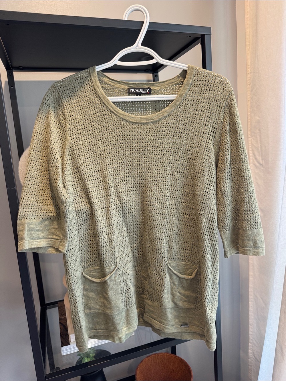 064. Olive Knit Pocket Sweater